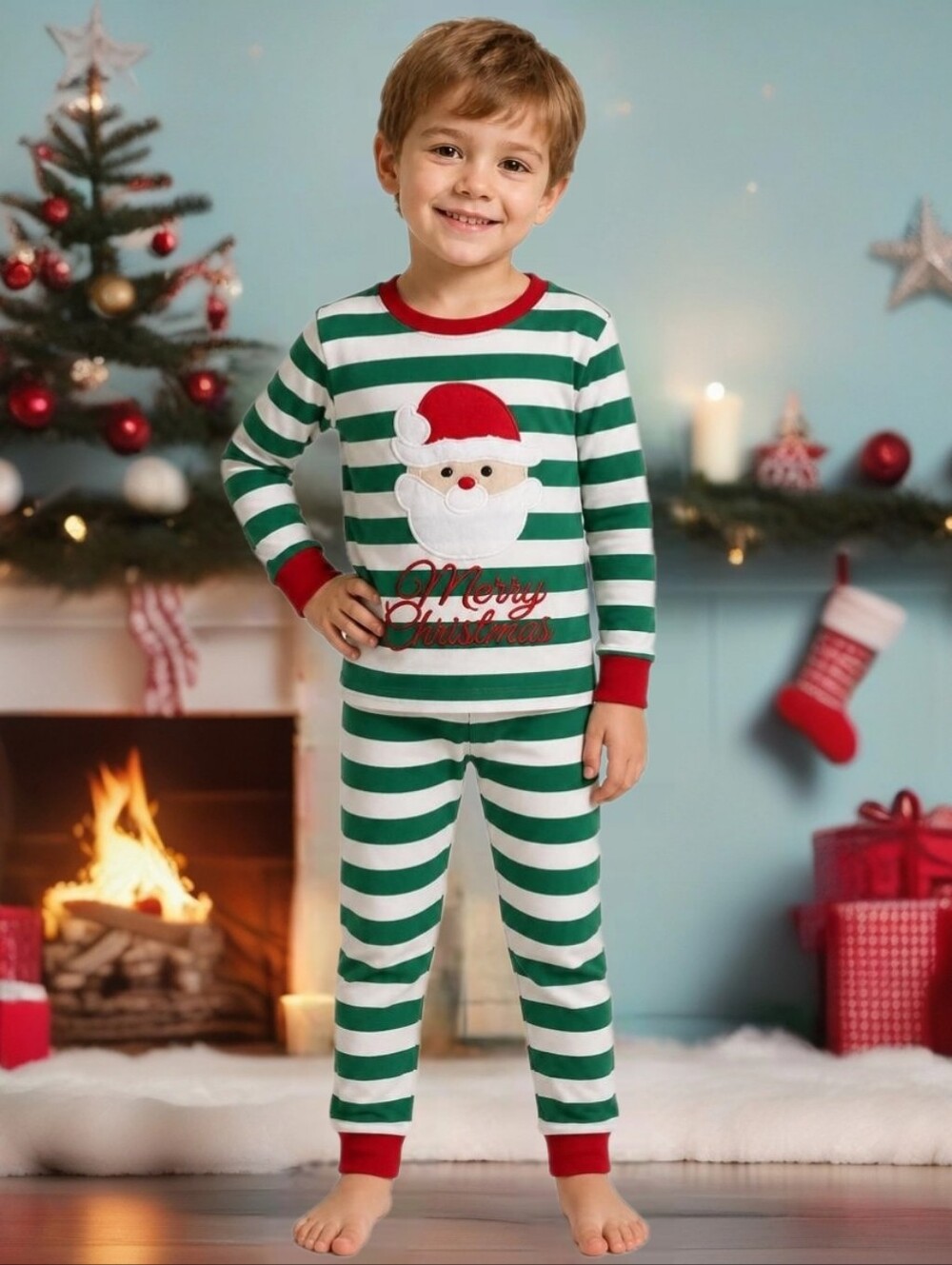 New Santa Merry Christmas 2pc pajama set Boys